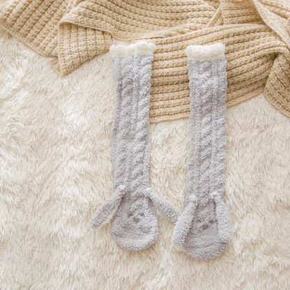 Coral Fleece Cute Face Sleep Socks