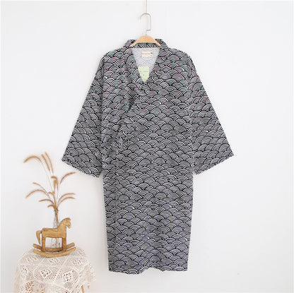 Pure Cotton Double Gauze Mid-length Kimono