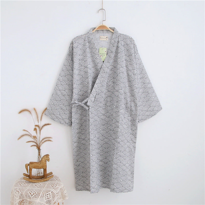 Pure Cotton Double Gauze Mid-length Kimono