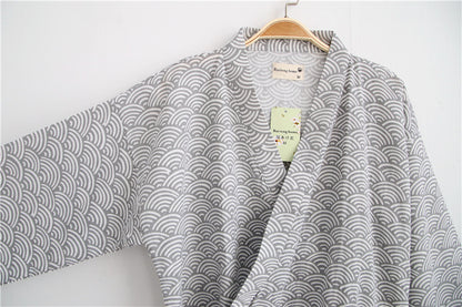 Pure Cotton Double Gauze Mid-length Kimono