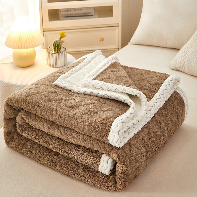 Double Thickened Coral Fleece Sofa Blanket