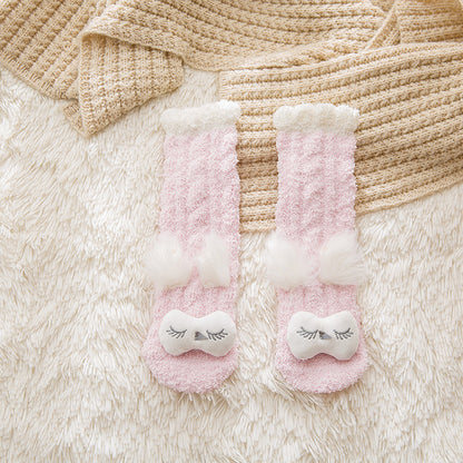 Coral Fleece Cute Face Sleep Socks