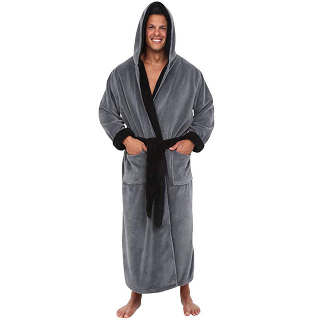 Men's Hooded Thick Cotton Casual Winter BathRobe
