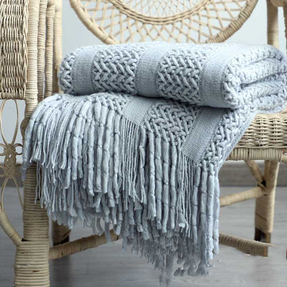 Soft Bed End Blanket with Tassles