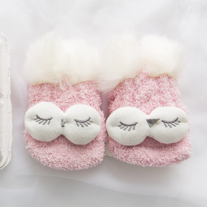 Coral Fleece Cute Face Sleep Socks
