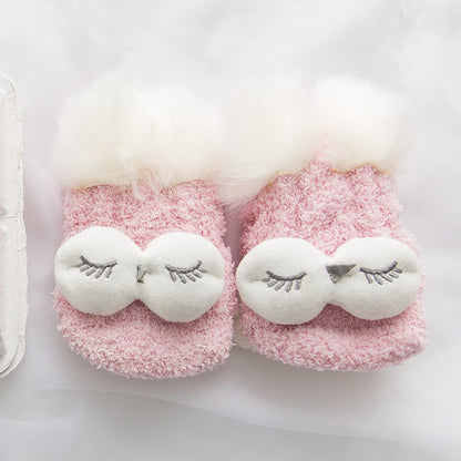 Coral Fleece Cute Face Sleep Socks