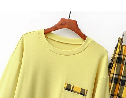 Long Sleeve Round Neck Plaid Pyjama Set
