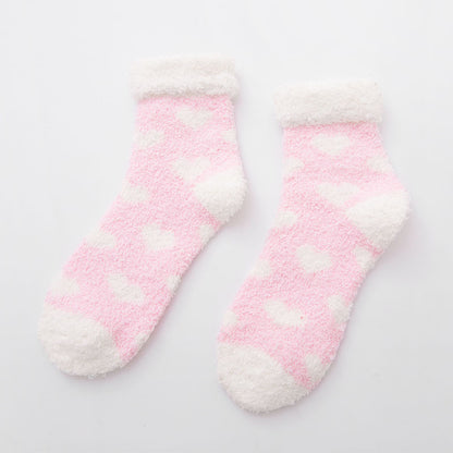 Heart Patterned Cloud Soft Sleep Socks