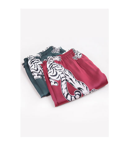 Men's Oriental Pattern Faux Silk Bottoms