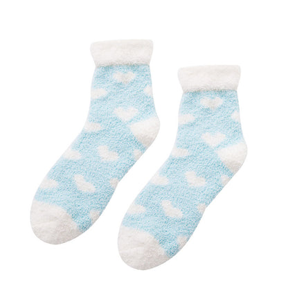 Heart Patterned Cloud Soft Sleep Socks