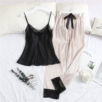 Lace Sling Silk-feel Evening Set