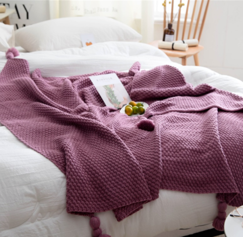 Nordic fringed Wool Knit Blanket