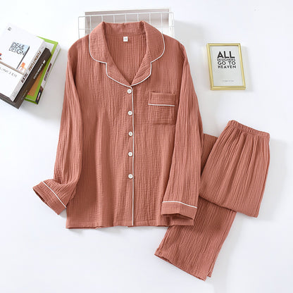 Classic Style Cotton Long-Sleeved Sleep Suit