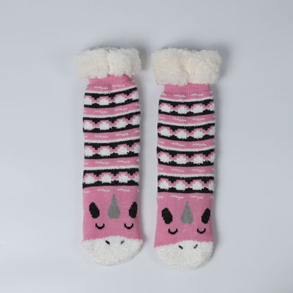 Plush Animal Face Warm House Socks