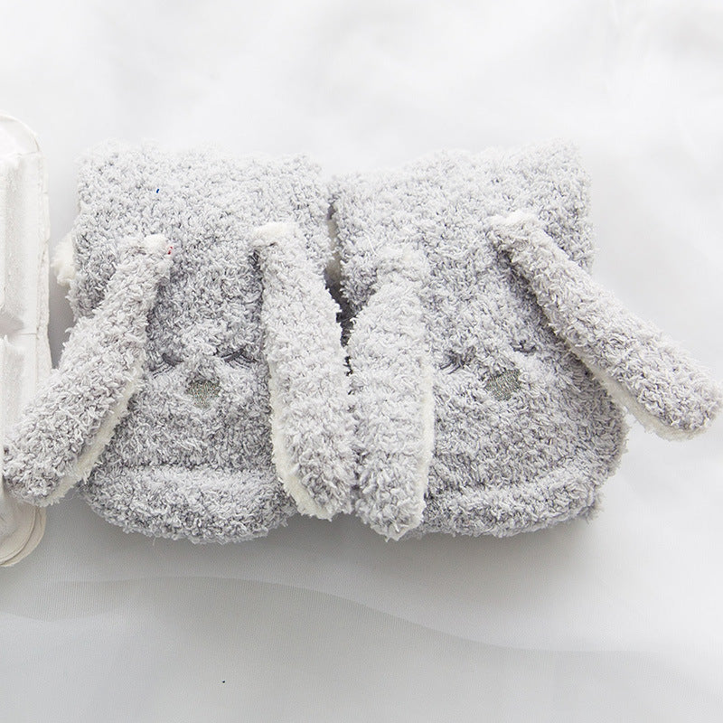 Coral Fleece Cute Face Sleep Socks