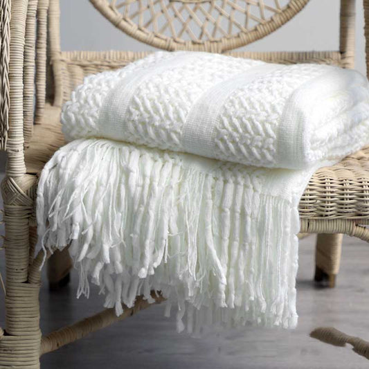 Soft Bed End Blanket with Tassles