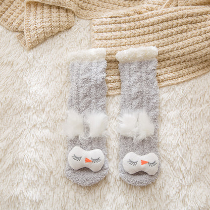 Coral Fleece Cute Face Sleep Socks