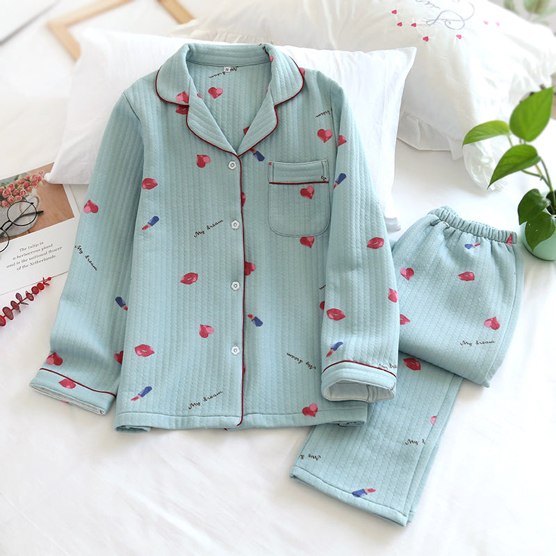 Women's Classic Style Pure Cotton Quilted Pyjamas