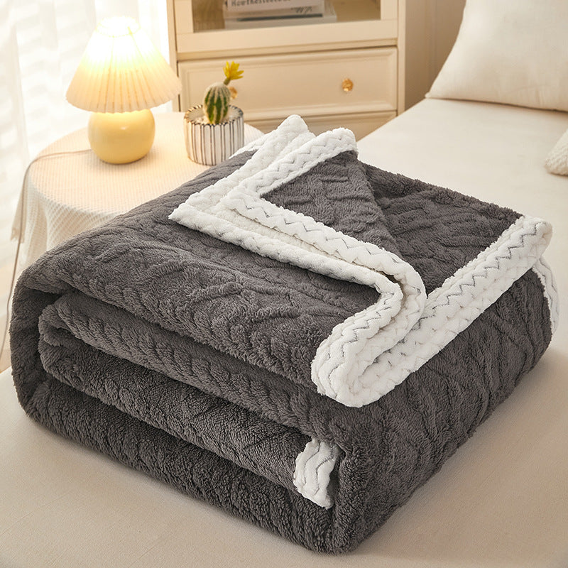 Double Thickened Coral Fleece Sofa Blanket