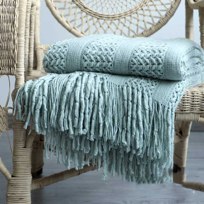 Soft Bed End Blanket with Tassles