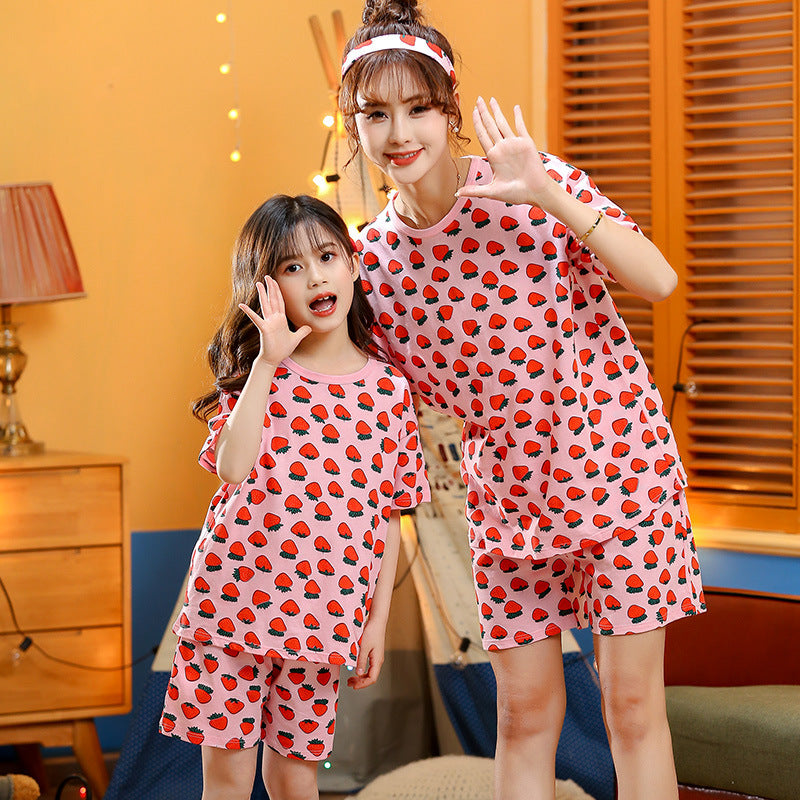 Two-piece Children's Short-sleeved Cartoon Print Pyjamas