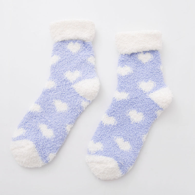 Heart Patterned Cloud Soft Sleep Socks