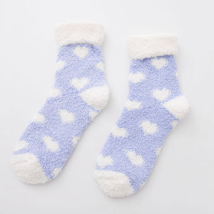 Heart Patterned Cloud Soft Sleep Socks
