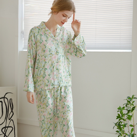 Satin-feel Floral Cotton Sleep Set