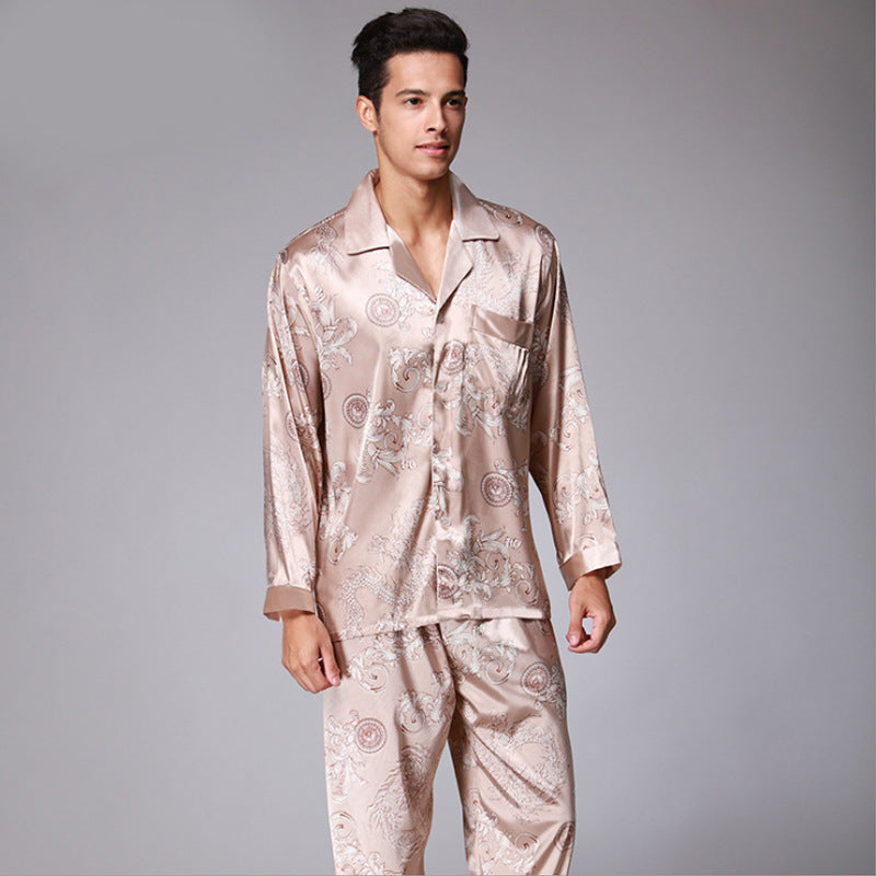 Men's Bold Print Silk-Feel Pyjamas