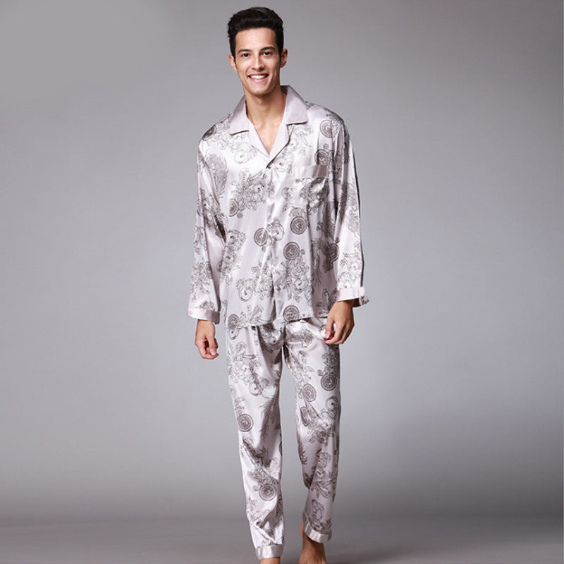 Men's Bold Print Silk-Feel Pyjamas