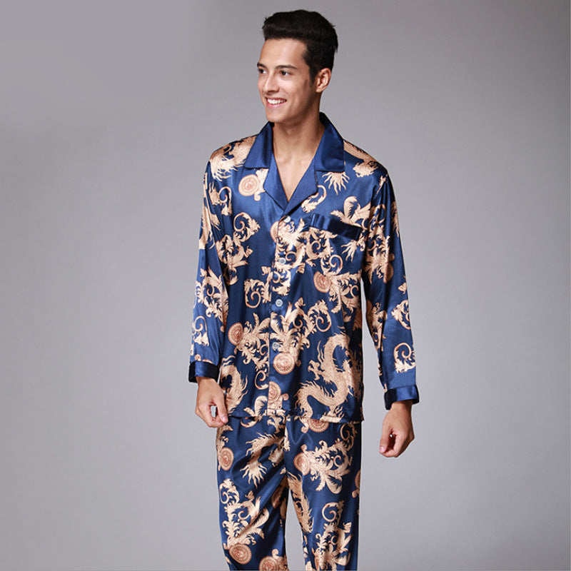 Men's Bold Print Silk-Feel Pyjamas
