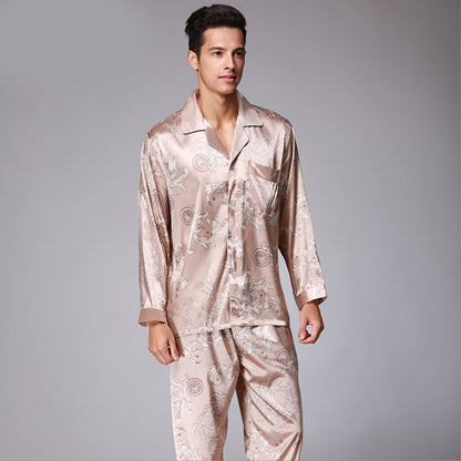 Men's Bold Print Silk-Feel Pyjamas