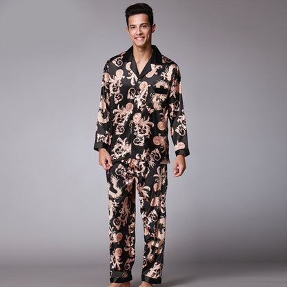Men's Bold Print Silk-Feel Pyjamas