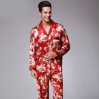 Men's Bold Print Silk-Feel Pyjamas