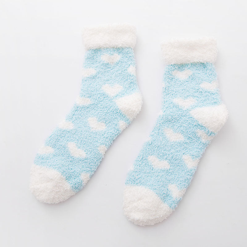 Heart Patterned Cloud Soft Sleep Socks