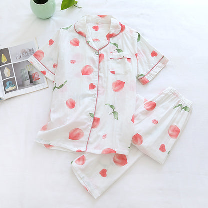 Loose-fit Short-sleeved Cotton Sleep Set