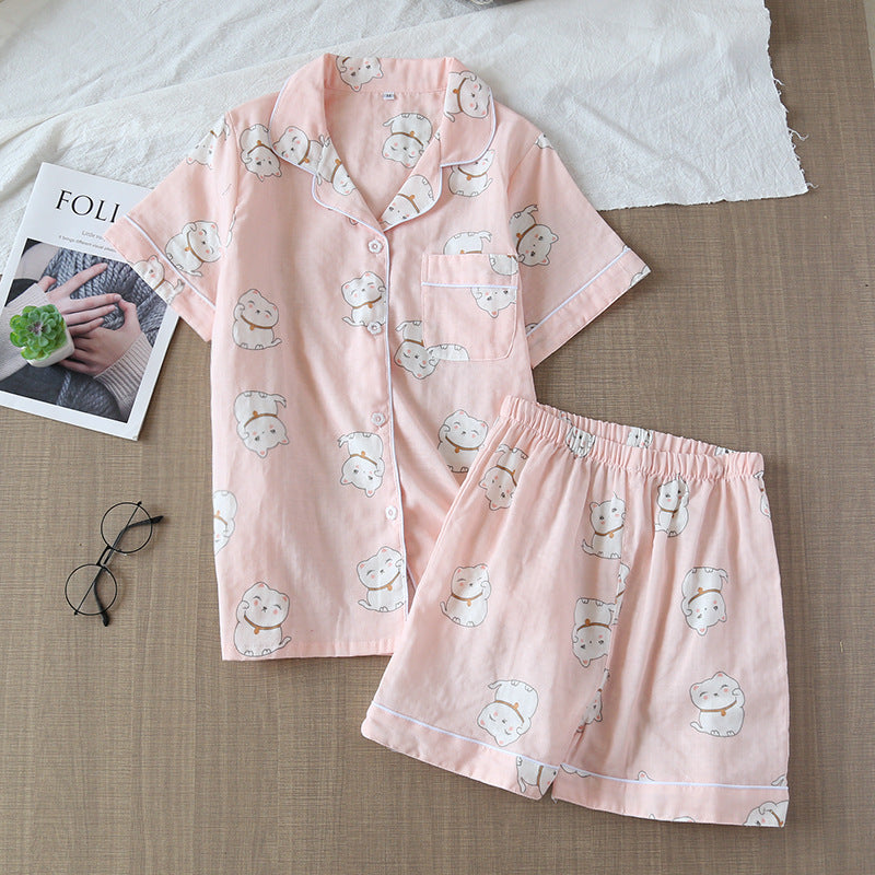 Cotton Yarn Short Two-piece Summer Suit