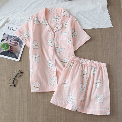 Cotton Yarn Short Two-piece Summer Suit