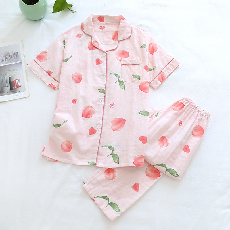 Loose-fit Short-sleeved Cotton Sleep Set