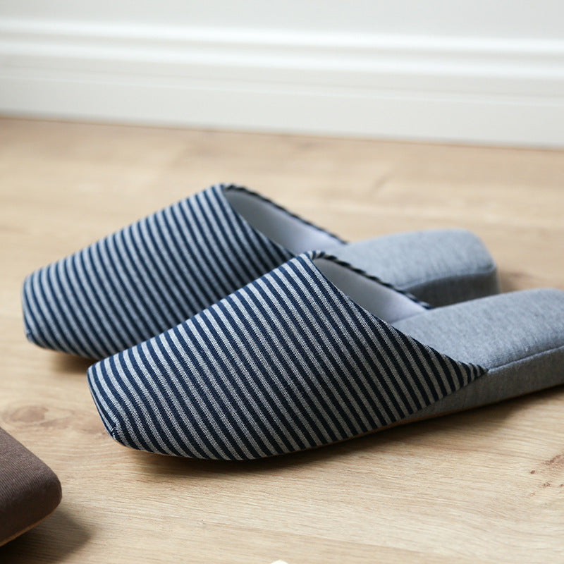 Cotton Striped Soft Sole Men's Slippers
