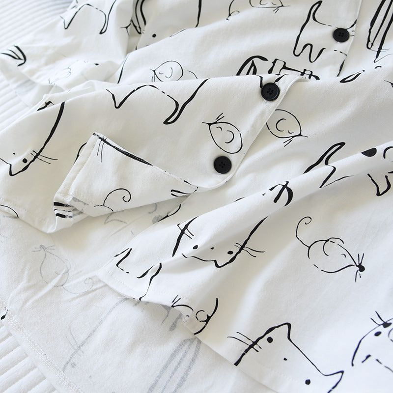 Fun Cat Print Cotton Summer Pyjamas