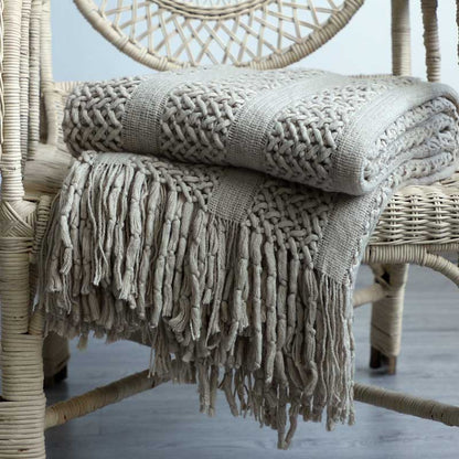 Soft Bed End Blanket with Tassles