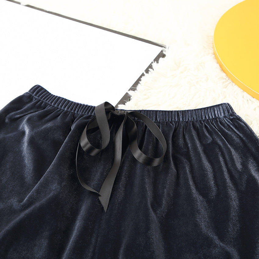 Faux Velvet Short-sleeved Pyjama Suit