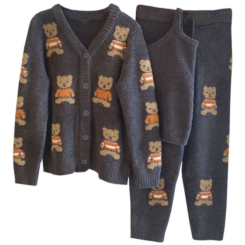 Soft-touch Bear Design Warm Pyjamas