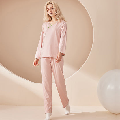 Women's Long-sleeve Cotton Trousers Suit