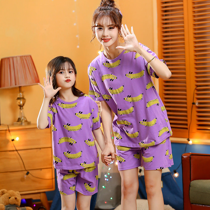 Two-piece Children's Short-sleeved Cartoon Print Pyjamas