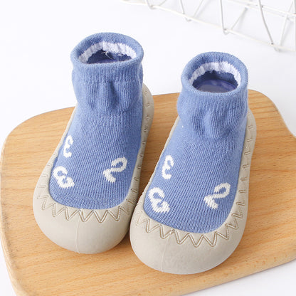 Rubber Sole Cotton Ankle Slippers for Babies