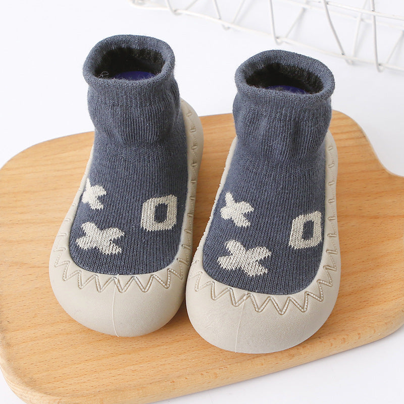 Rubber Sole Cotton Ankle Slippers for Babies