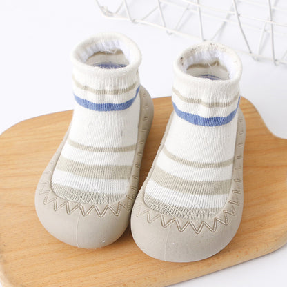 Rubber Sole Cotton Ankle Slippers for Babies