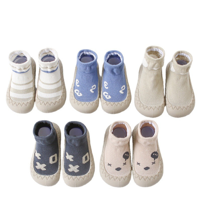 Rubber Sole Cotton Ankle Slippers for Babies